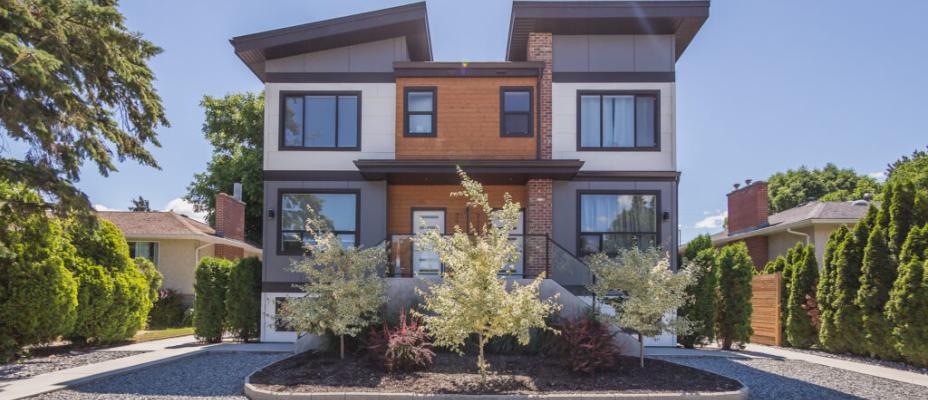 Street view of a fourplex housing unit